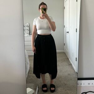 Bailey/44 accordion asymmetric swing skirt w/tie